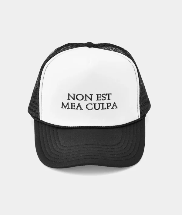 Non Est Mea Culpa Trucker Hat Black & White